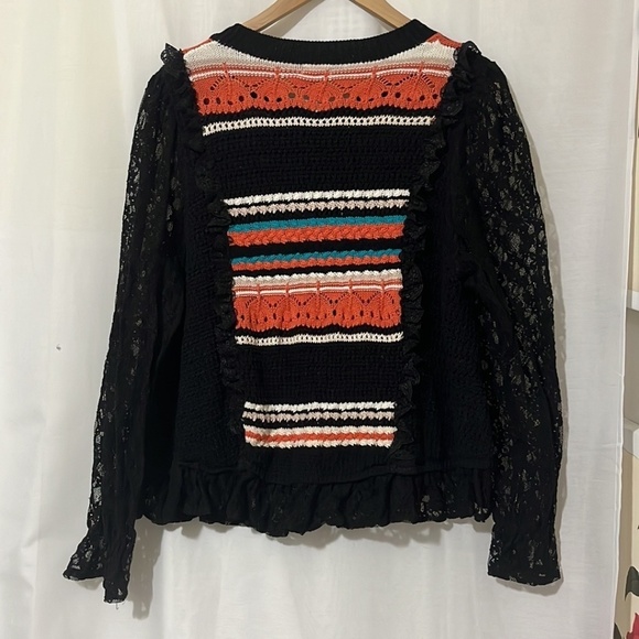 POL Crochet Lace Sleeves Button Down Cardigan - Picture 7 of 7